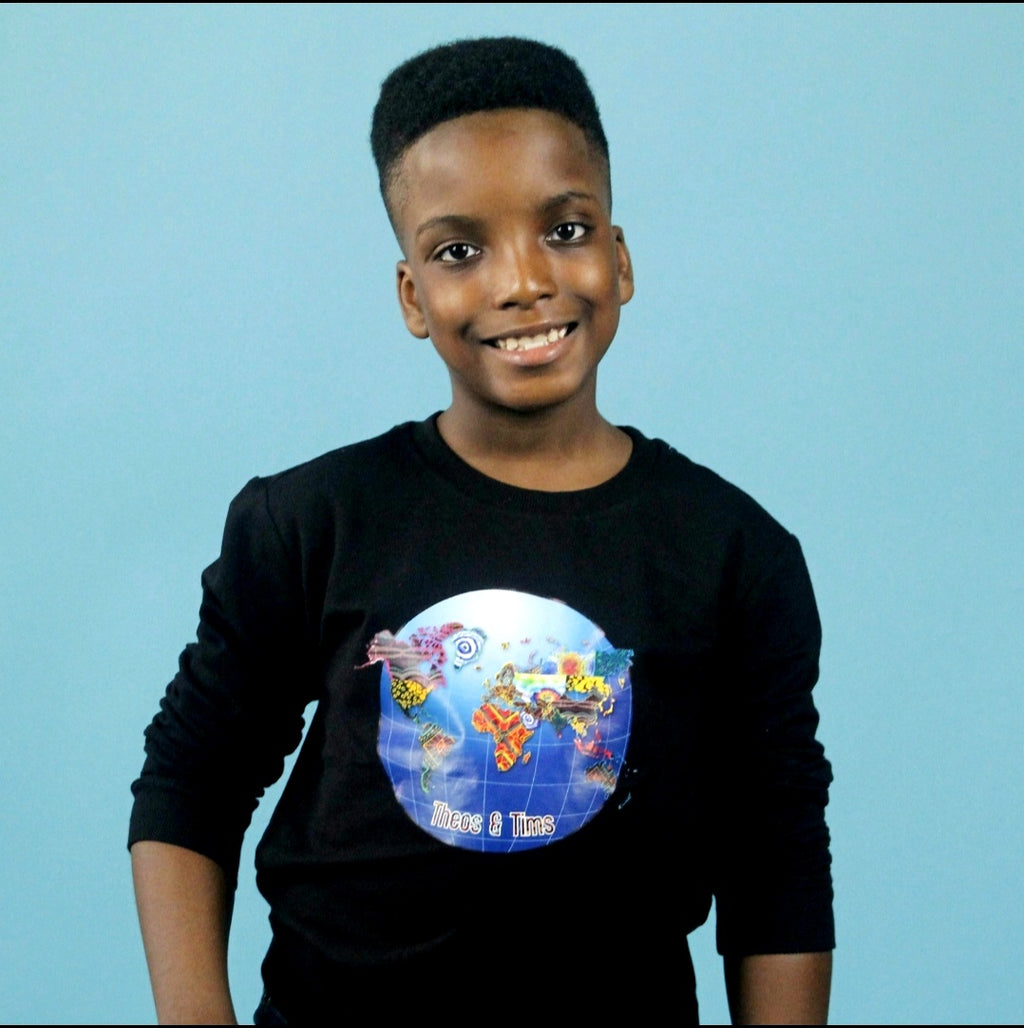 Kids Black Unisex Sweatshirt - World 🌎 In Prints