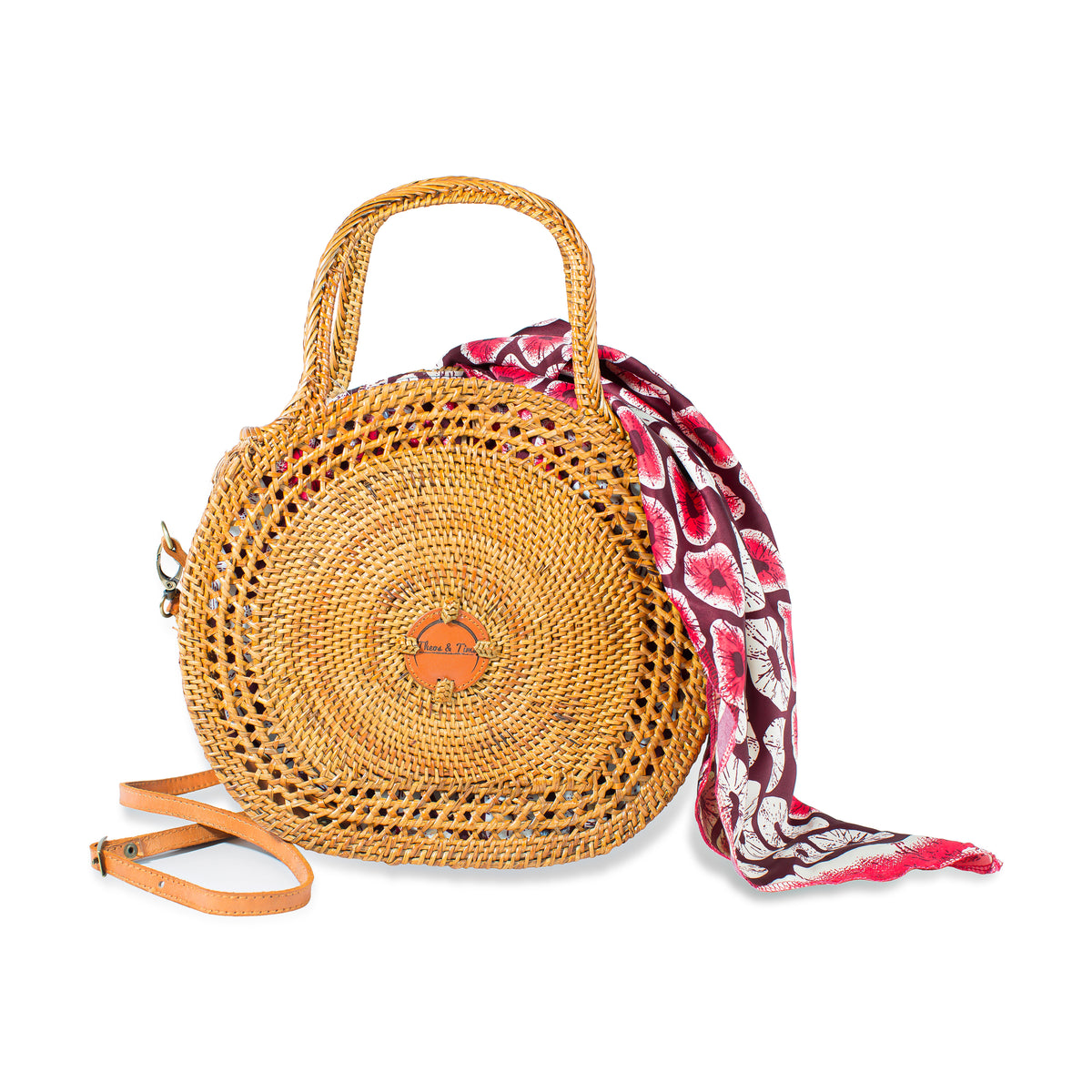 Toyo - Silk shops African Print+Rattan Bag