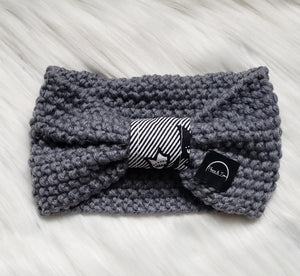 Gray Ankara Bow Headband