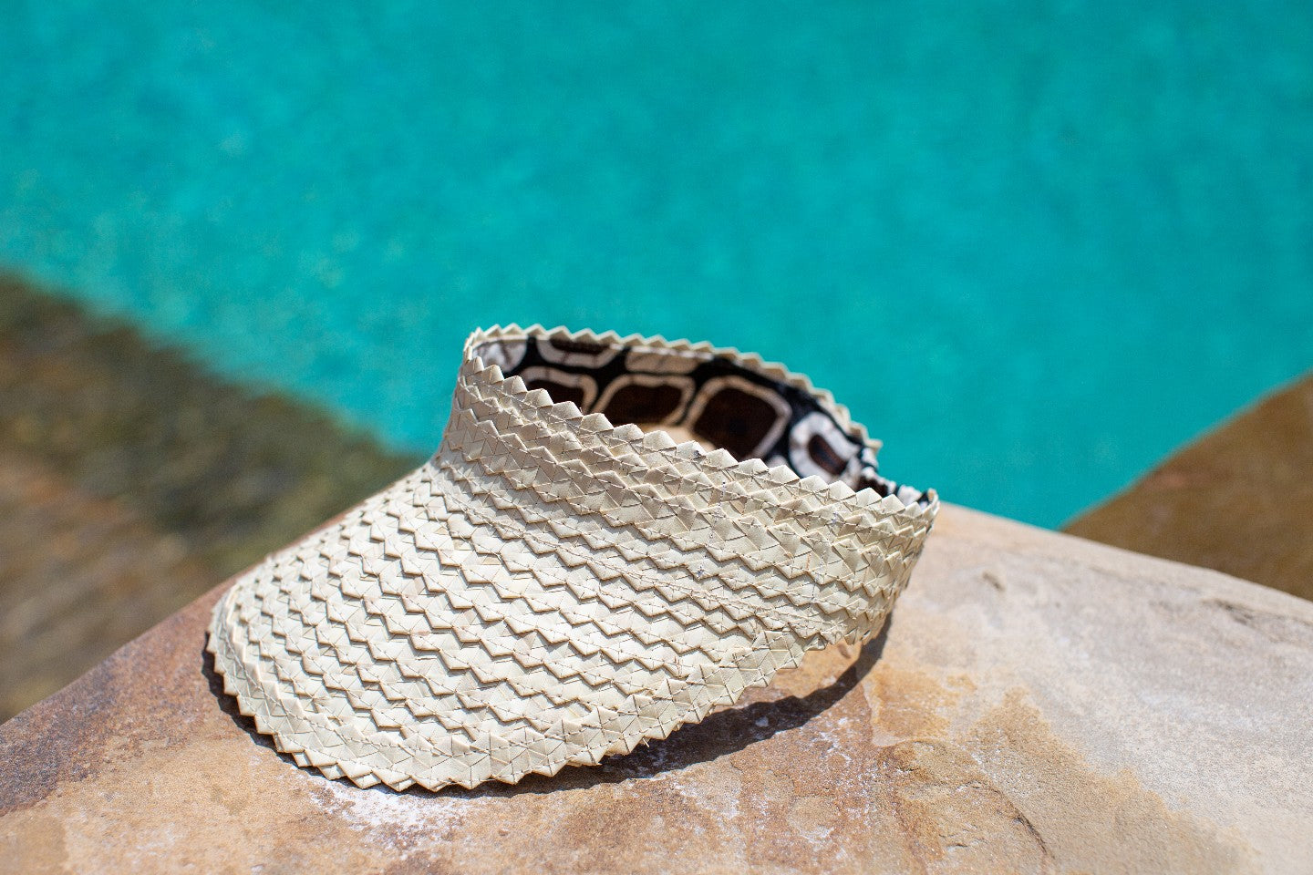 Tide Off White - Silk African Print+Rattan Visor – Theos & Tims